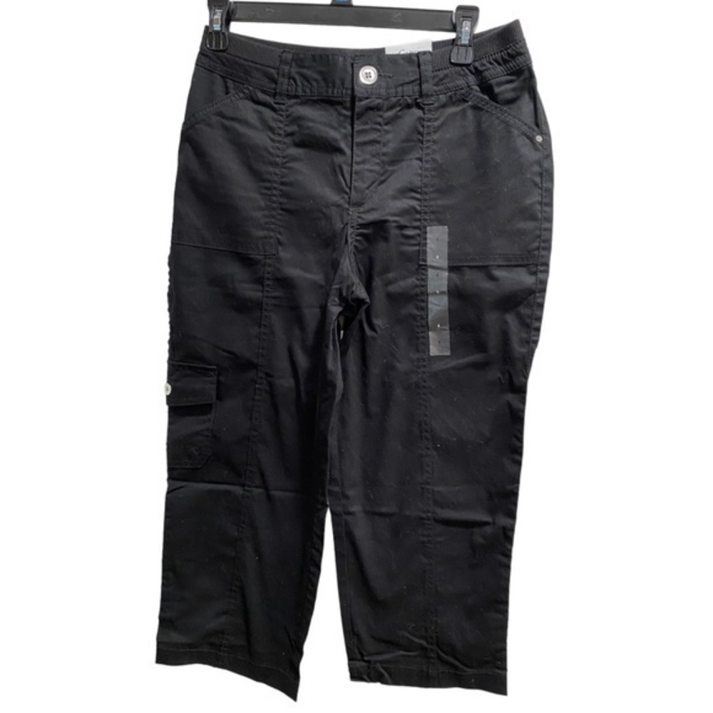 Women’s‎ Mid Rise Black Capris Size 4 Croft&Barrow NWT